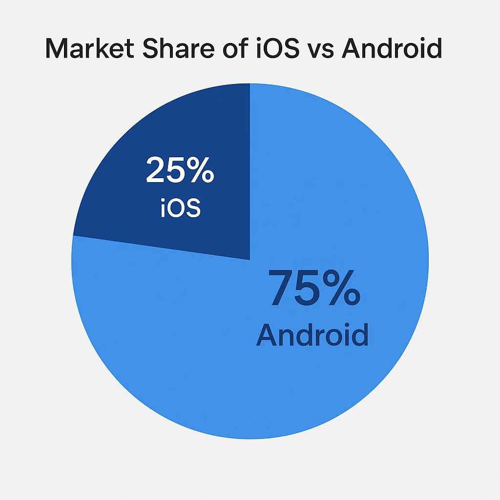 Market share comparison between iOS and Android